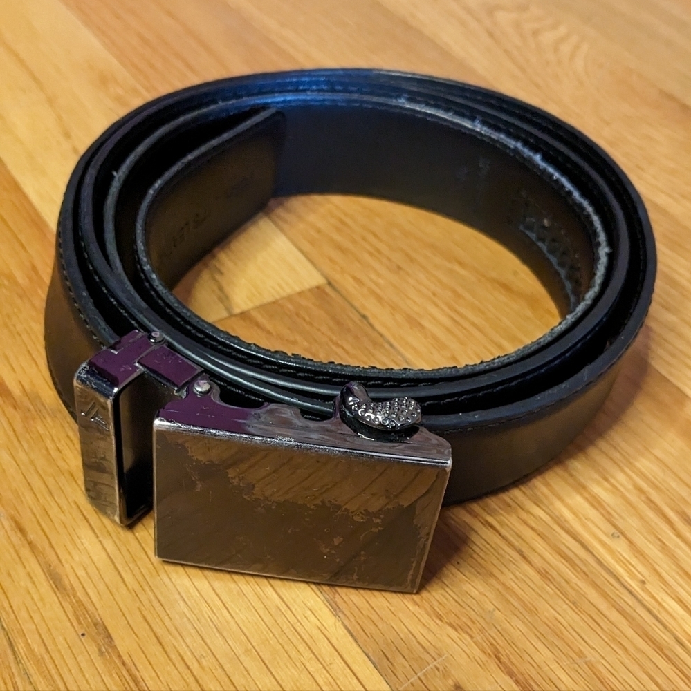 Mission 40 mm Black Leather Rachet Belt